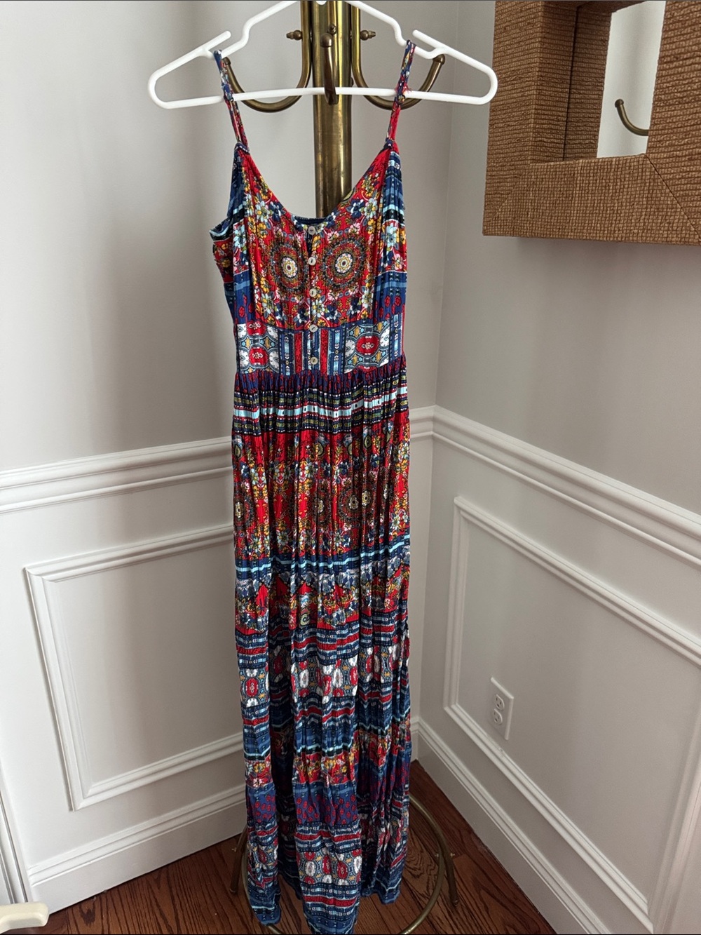 Patrons of Peace Red & Blue Bohemian Maxi Dress
